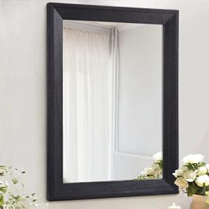 Black Rectangle Wall Mirror with Wood Frame