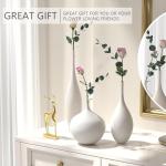 Set of 3 Modern Boho White Ceramic Vases