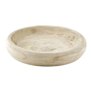Hand-Carved Paulownia Wood Serving Bowl, 11.5