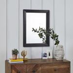 Black Rectangle Wall Mirror with Wood Frame