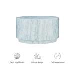 Modern Round Coffee Table with Geometric Mosaic Inlay