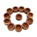Acacia Wood Tealight Candle Holders - Set of 12