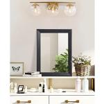Black Rectangle Wall Mirror with Wood Frame