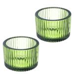 Tealight Candle Holders in Elegant Green, 2-Pack