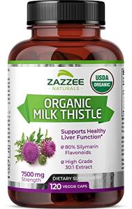 Organic Milk Thistle Capsules 7500 mg, 120 Count