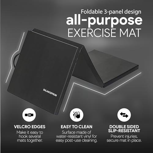 BalanceFrom Thick Tri-Fold Exercise Mat with Handles