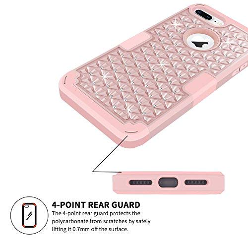 MCUK iPhone 7 Plus Case, 3 in 1 Hybrid Best Impact Defender Cover Silicone Rubber Skin Hard Combo Bumper with Scratch-Resistant Case for Apple iPhone 7 Plus (2016) (Rose Gold)