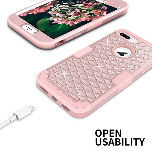 MCUK iPhone 7 Plus Case, 3 in 1 Hybrid Best Impact Defender Cover Silicone Rubber Skin Hard Combo Bumper with Scratch-Resistant Case for Apple iPhone 7 Plus (2016) (Rose Gold)