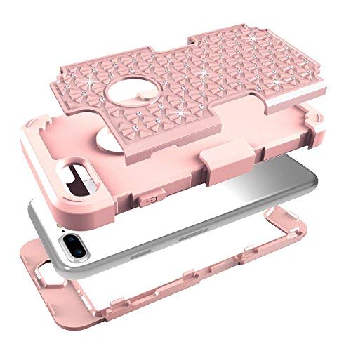 MCUK iPhone 7 Plus Case, 3 in 1 Hybrid Best Impact Defender Cover Silicone Rubber Skin Hard Combo Bumper with Scratch-Resistant Case for Apple iPhone 7 Plus (2016) (Rose Gold)