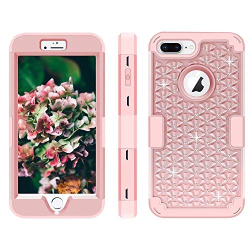 MCUK iPhone 7 Plus Case, 3 in 1 Hybrid Best Impact Defender Cover Silicone Rubber Skin Hard Combo Bumper with Scratch-Resistant Case for Apple iPhone 7 Plus (2016) (Rose Gold)