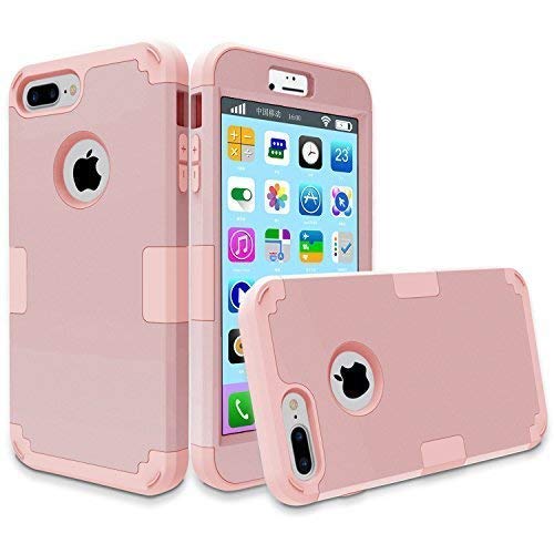 MCUK iPhone 7 Plus Case, 3 in 1 Hybrid Best Impact Defender Cover Silicone Rubber Skin Hard Combo Bumper with Scratch-Resistant Case for Apple iPhone 7 Plus (2016) (Rose Gold+Rose Gold)