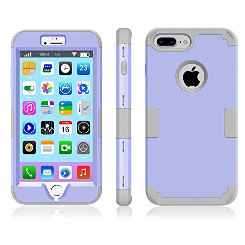iPhone 7 Plus Case, MCUK 3 in 1 Hybrid Best Impact Defender Cover Silicone Rubber Skin Hard Combo Bumper with Scratch-Resistant Case for Apple iPhone 7 Plus (2016) (Light Purple+Grey)