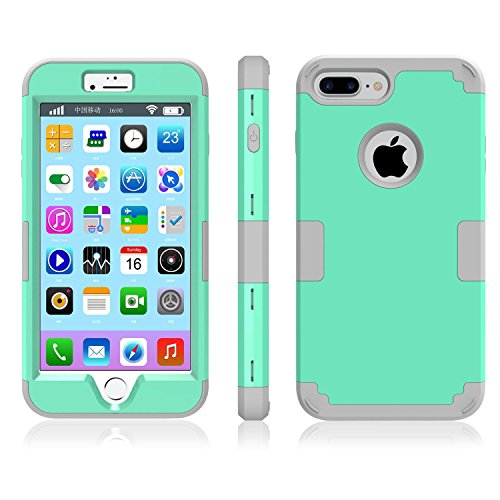 iPhone 7 Plus Case, MCUK 3 in 1 Hybrid Best Impact Defender Cover Silicone Rubber Skin Hard Combo Bumper with Scratch-Resistant Case for Apple iPhone 7 Plus (2016) (Mint+Grey)