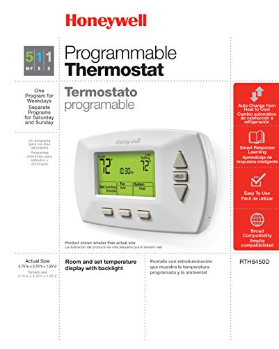 Honeywell Home RTH6450D1009 5-1-1-Day Programmable Thermostat, White, 1-Pack