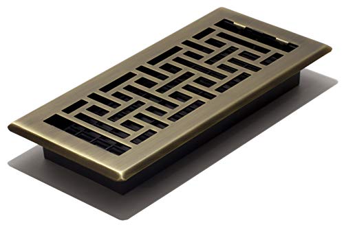 Decor Grates AJH410-A Oriental Floor Register, 4x10 Inches, Antique Brass Finish