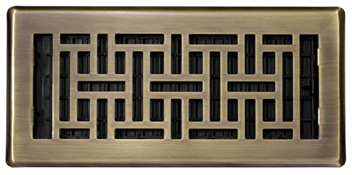 Decor Grates AJH410-A Oriental Floor Register, 4x10 Inches, Antique Brass Finish