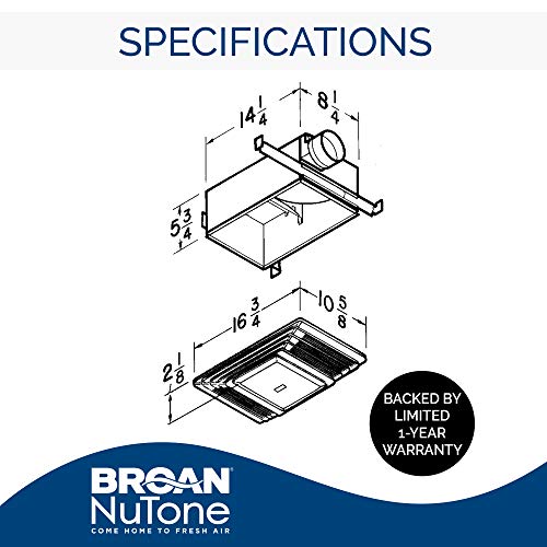 Broan-NuTone 655 Bath Fan and Light with Heater, 70 CFM 4.0 Sones, White