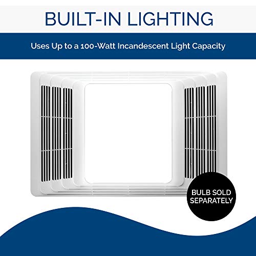 Broan-NuTone 655 Bath Fan and Light with Heater, 70 CFM 4.0 Sones, White