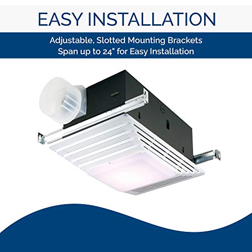 Broan-NuTone 655 Bath Fan and Light with Heater, 70 CFM 4.0 Sones, White