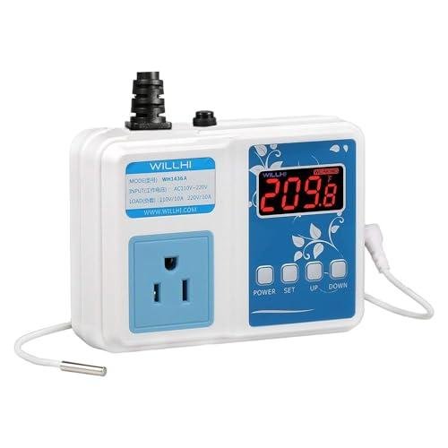 WILLHI WH1436A 110V - 240V Digital Temperature Controller Thermostat Switch NTC 10K Sensor, Improved Version