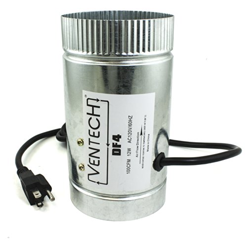 VenTech VT DF-4 DF4 Duct Fan, 100 CFM, 4"