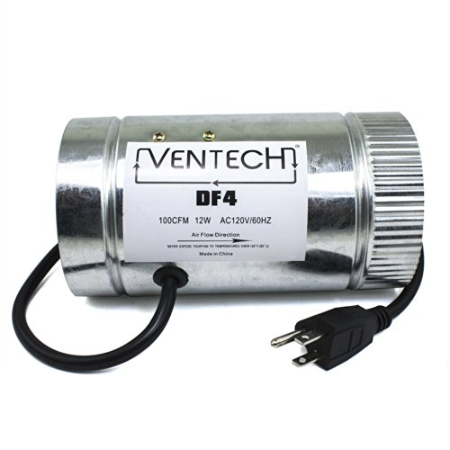 VenTech VT DF-4 DF4 Duct Fan, 100 CFM, 4"