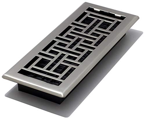 Decor Grates AJH412-NKL Oriental Floor Register, 4x12 Inches, Brushed Nickel