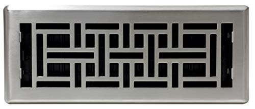 Decor Grates AJH412-NKL Oriental Floor Register, 4x12 Inches, Brushed Nickel