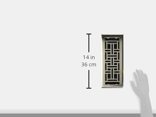 Decor Grates AJH412-NKL Oriental Floor Register, 4x12 Inches, Brushed Nickel
