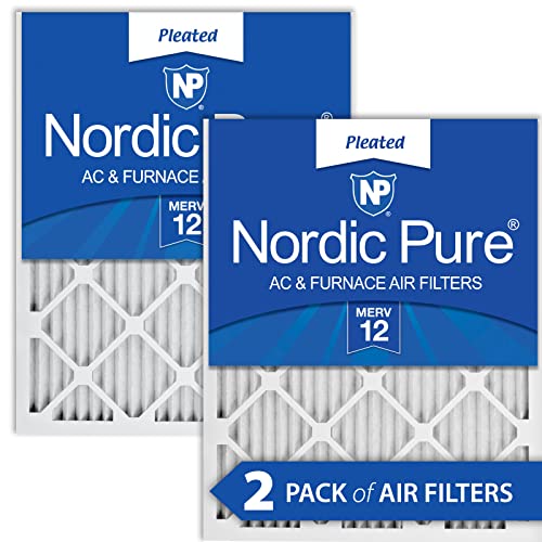 Nordic Pure 24x24x1 MERV 12 Pleated AC Furnace Air Filters 2 Pack