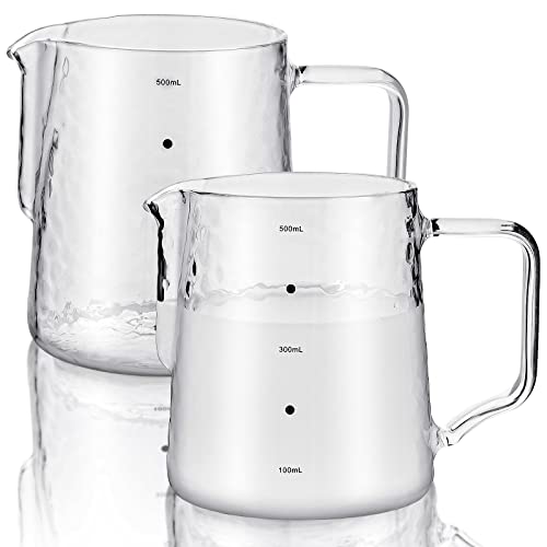 Leinuosen 2 Pack 550ml Glass Milk Pitchers