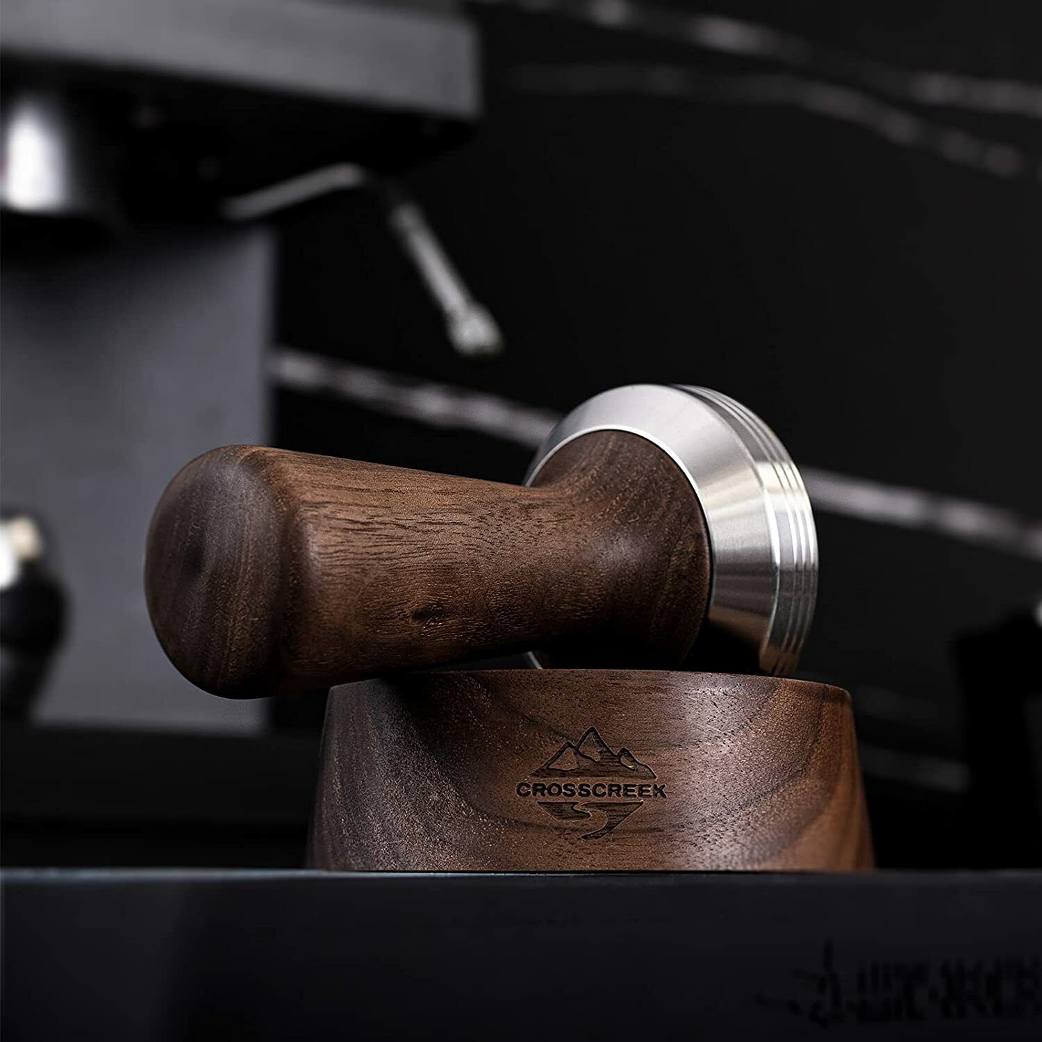 CrossCreek 58mm Espresso Tamper with Walnut Handle