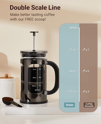 BAYKA 34oz Stainless Steel French Press Coffee Maker