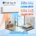 18,000 BTU Ductless Mini Split AC/Heating System