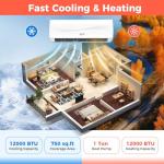 COSTWAY 12000BTU Wall-Mounted Mini Split AC/Heat Pump