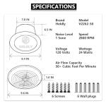 7 Inch Bathroom Exhaust Fan, 50 CFM, Quiet