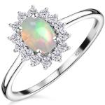 Opal Halo Engagement Ring in Sterling Silver
