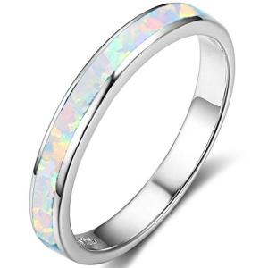 Fire Opal Stainless Steel Half Eternity Ring