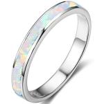 Fire Opal Stainless Steel Half Eternity Ring