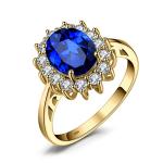 Blue Sapphire Halo Engagement Ring for Women