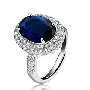 Uloveido Blue Sapphire Cubic Zirconia Wedding Ring