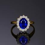 Blue Sapphire Halo Engagement Ring for Women