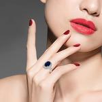 Uloveido Blue Sapphire Cubic Zirconia Wedding Ring