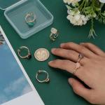 Set of 6 Adjustable Gemstone Wire Wrapped Rings