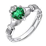 Sterling Silver Claddagh Heart Ring with Emerald