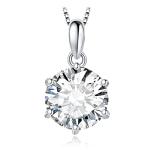 Moissanite Solitaire Pendant Necklace in Silver