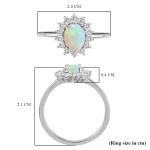 Opal Halo Engagement Ring in Sterling Silver