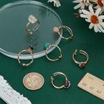 Set of 6 Adjustable Gemstone Wire Wrapped Rings
