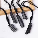 Black Tourmaline Raw Stone Adjustable Necklace