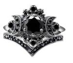 Triple Moon Goddess Ring Set with Crystals